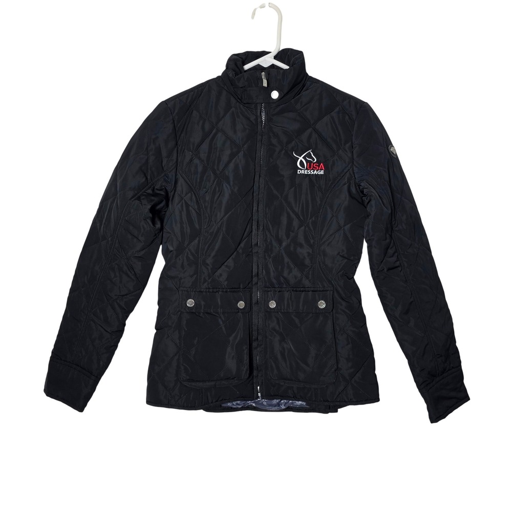Ariat USA Dressage Quilted Jacket Womens XS Black Equestrian Barn Coat Toile